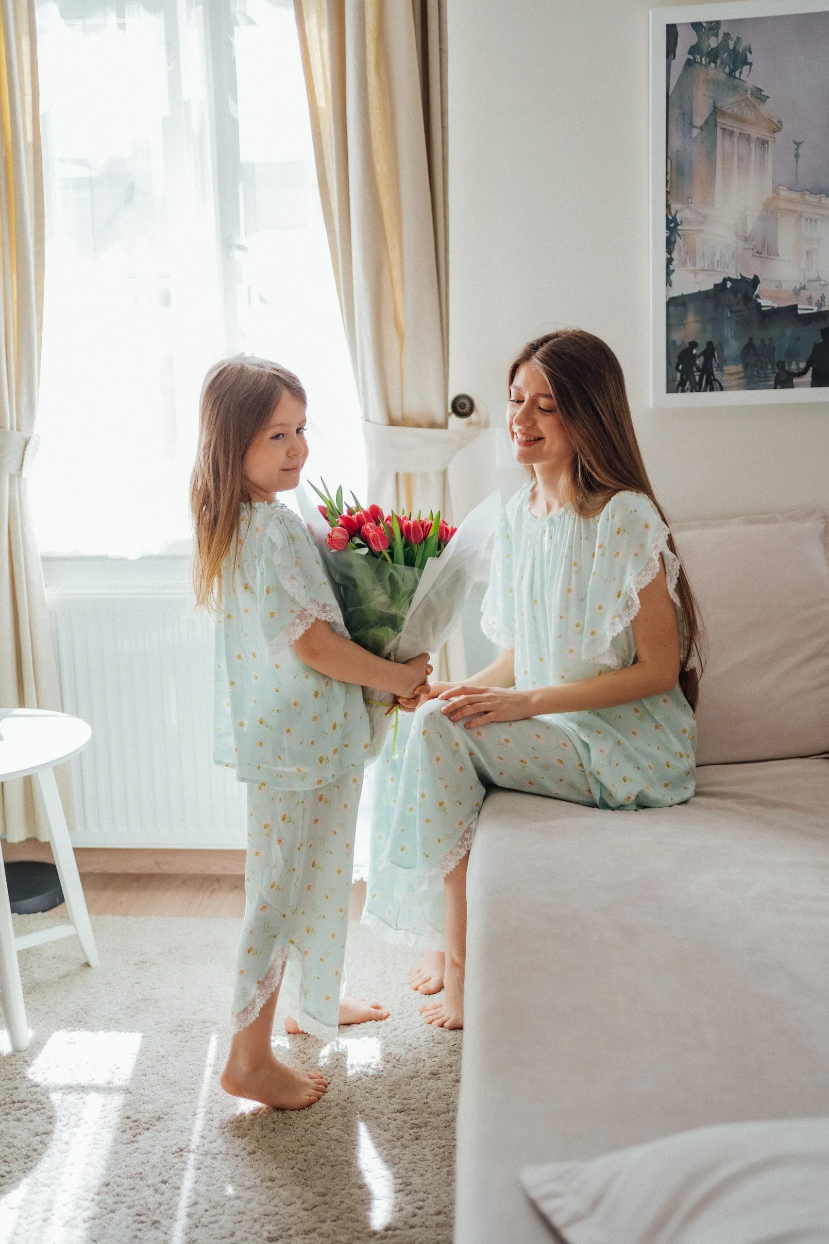 MILANA WOMEN’S PYJAMA BLUE DAISY PRINT