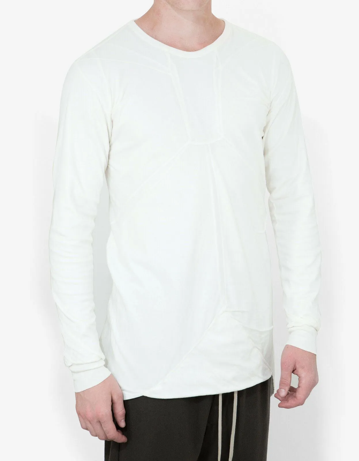 Milk White Long Sleeved Bonded T Shirt