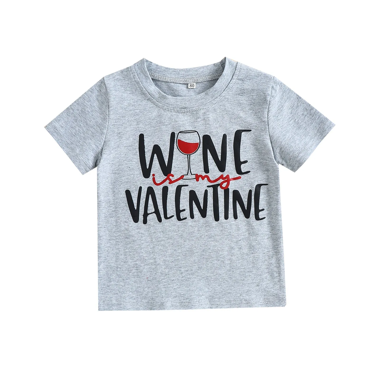 Mommy and Me Matching Wine Glass Letter Print Short Sleeve