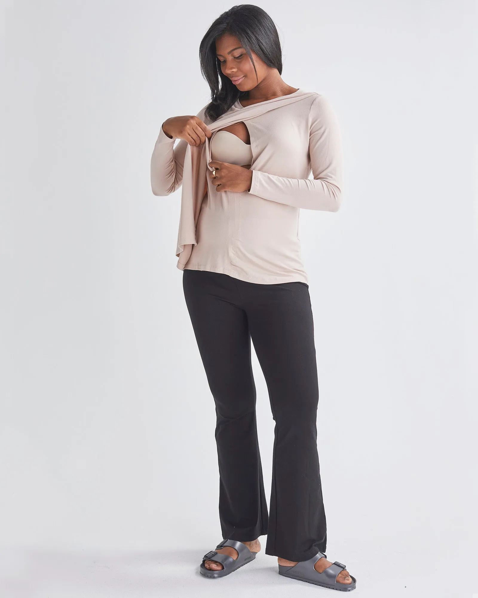 Monique Long Sleeve Nursing Nude Pink Petal Top