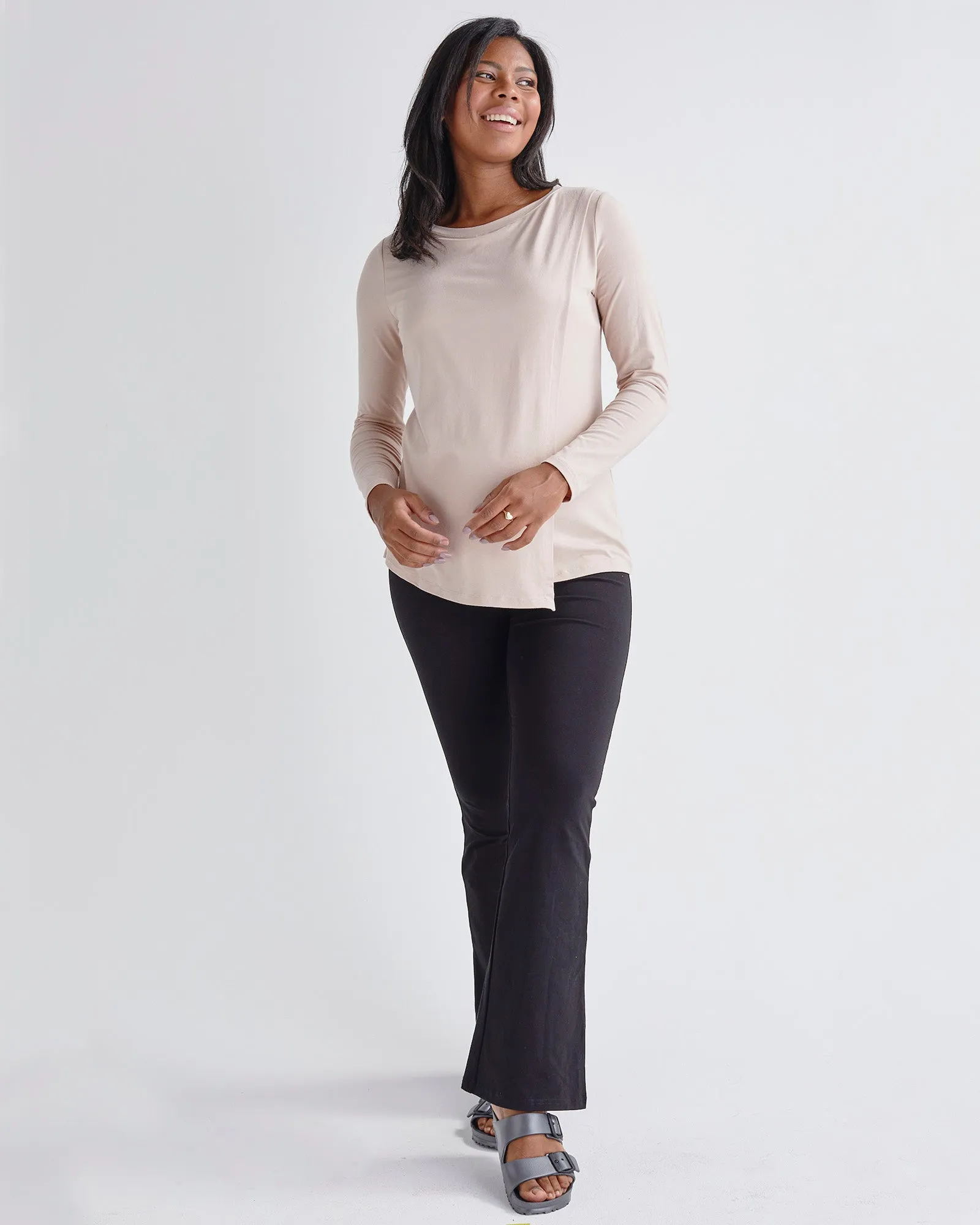 Monique Long Sleeve Nursing Nude Pink Petal Top