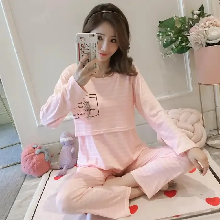Monthly Clothing New Maternity Pajamas Women Maternity Breastfeeding Clothes Spring And Autumn Summer Casual Pajamas Home Wear