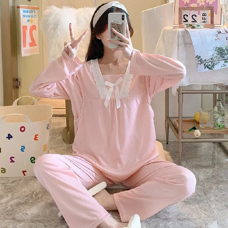 Monthly Clothing New Maternity Pajamas Women Maternity Breastfeeding Clothes Spring And Autumn Summer Casual Pajamas Home Wear
