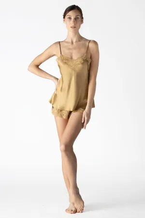 Morgan Lace Spaghetti Silk Camisole without lace hem