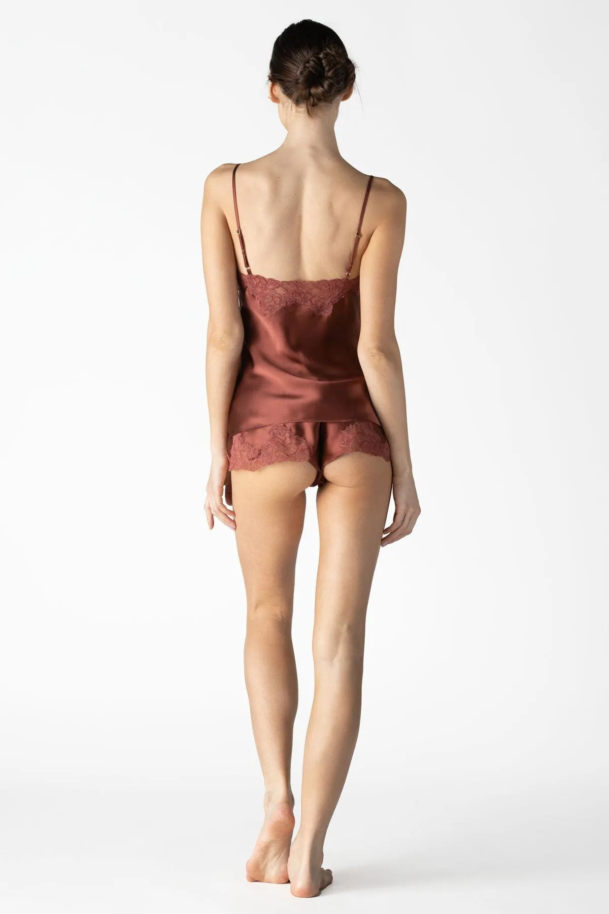 Morgan Lace Spaghetti Silk Camisole without lace hem