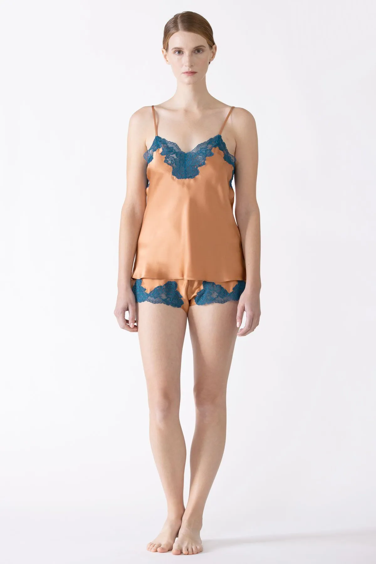 Morgan Lace Spaghetti Silk Camisole without lace hem