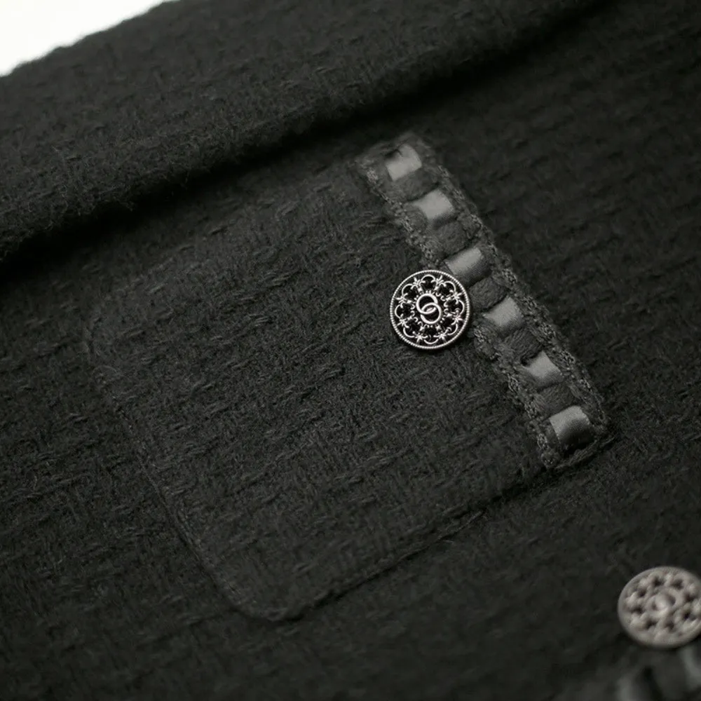 MV 100% Wool Black Tweed Chanel-Inspired Jacket