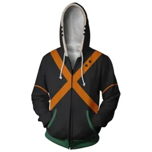 My Hero Academia Hoodie Boku no Hero Bakugou Katsuki Zip Up Hoodie Unisex