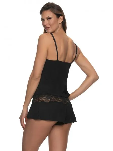 Myra Modal and Lace Cami and Short Set - Black -