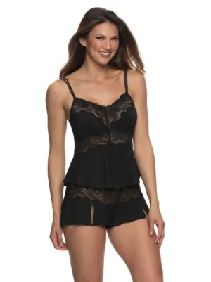 Myra Modal and Lace Cami and Short Set - Black -