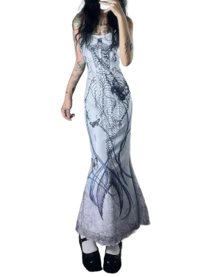 'Naga' Skeleton Print Camisole Dress