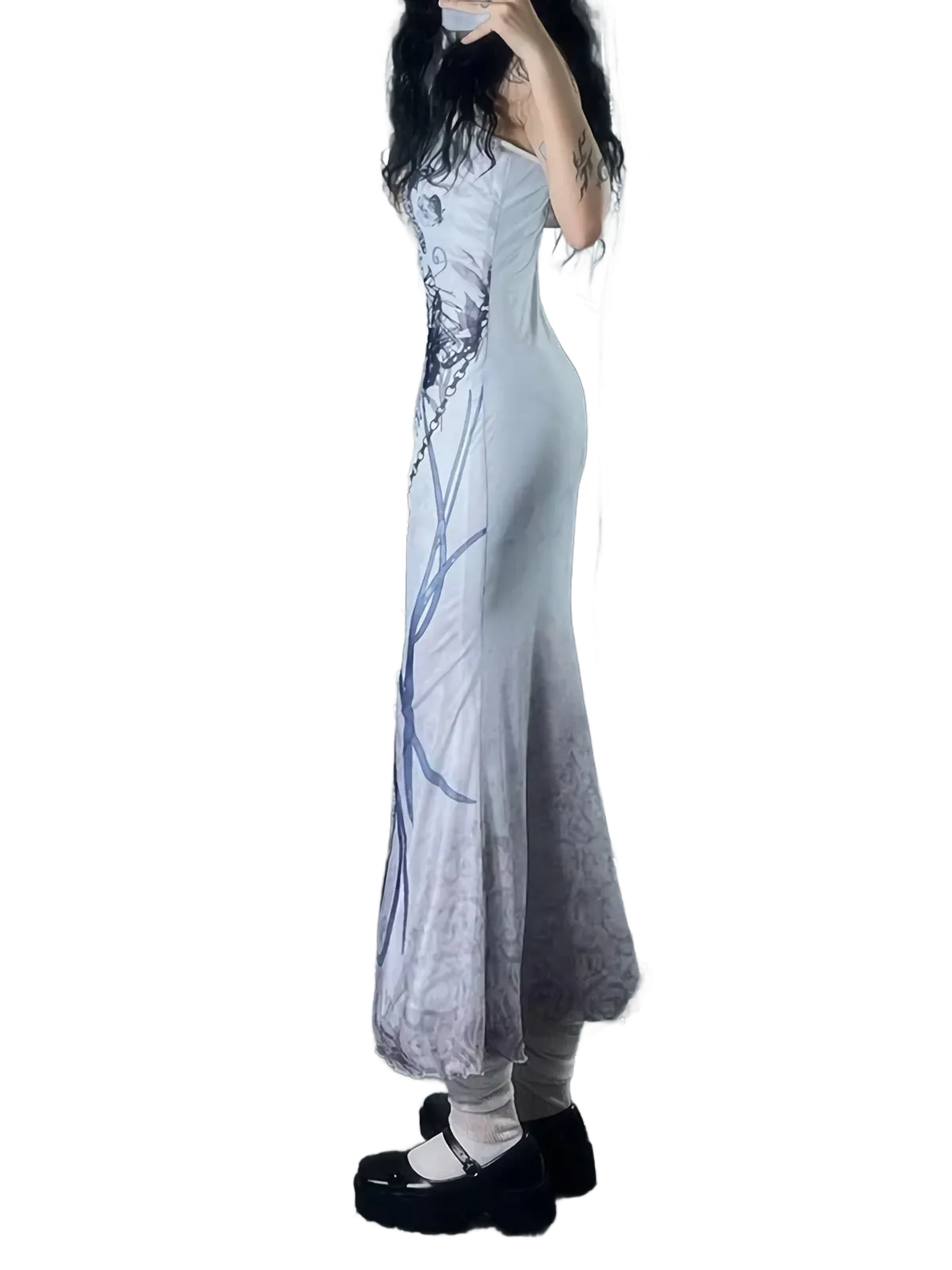 'Naga' Skeleton Print Camisole Dress