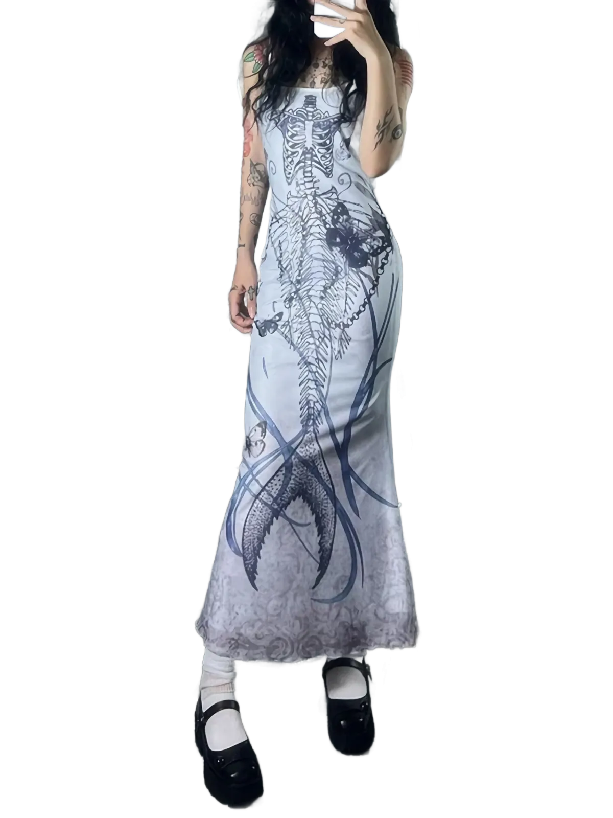 'Naga' Skeleton Print Camisole Dress