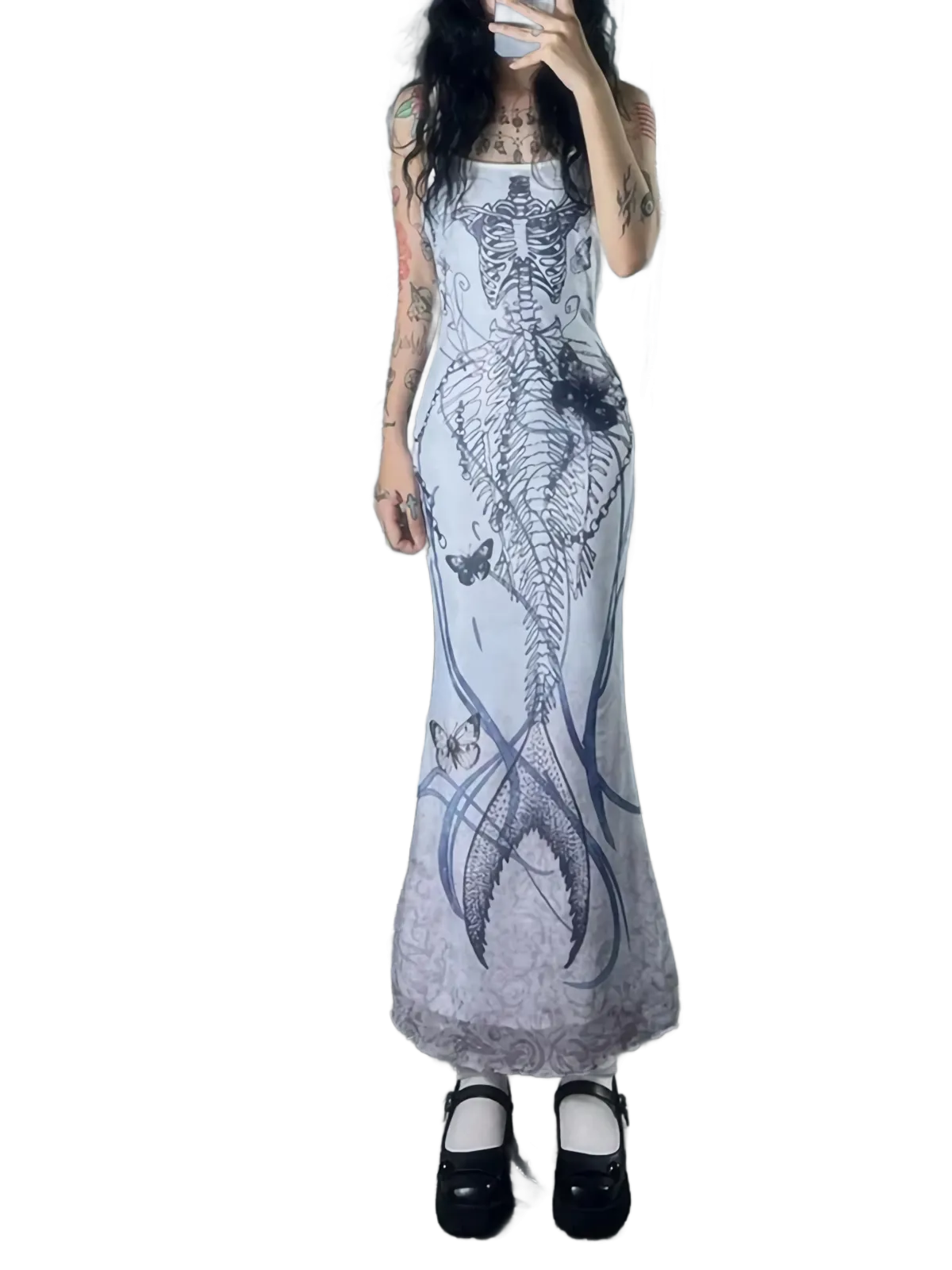 'Naga' Skeleton Print Camisole Dress