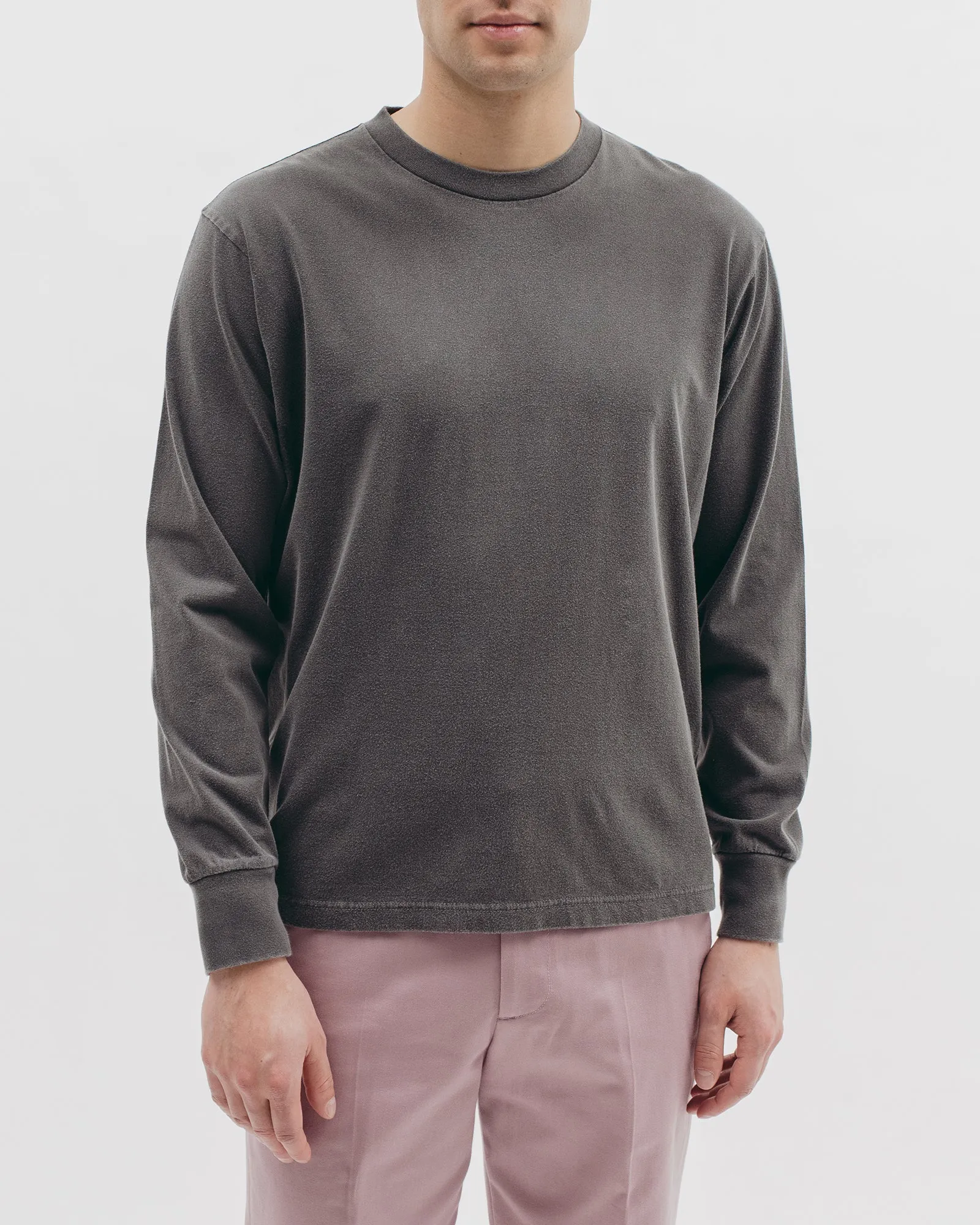 Natural Dyed Block L/S Jersey - Charcoal