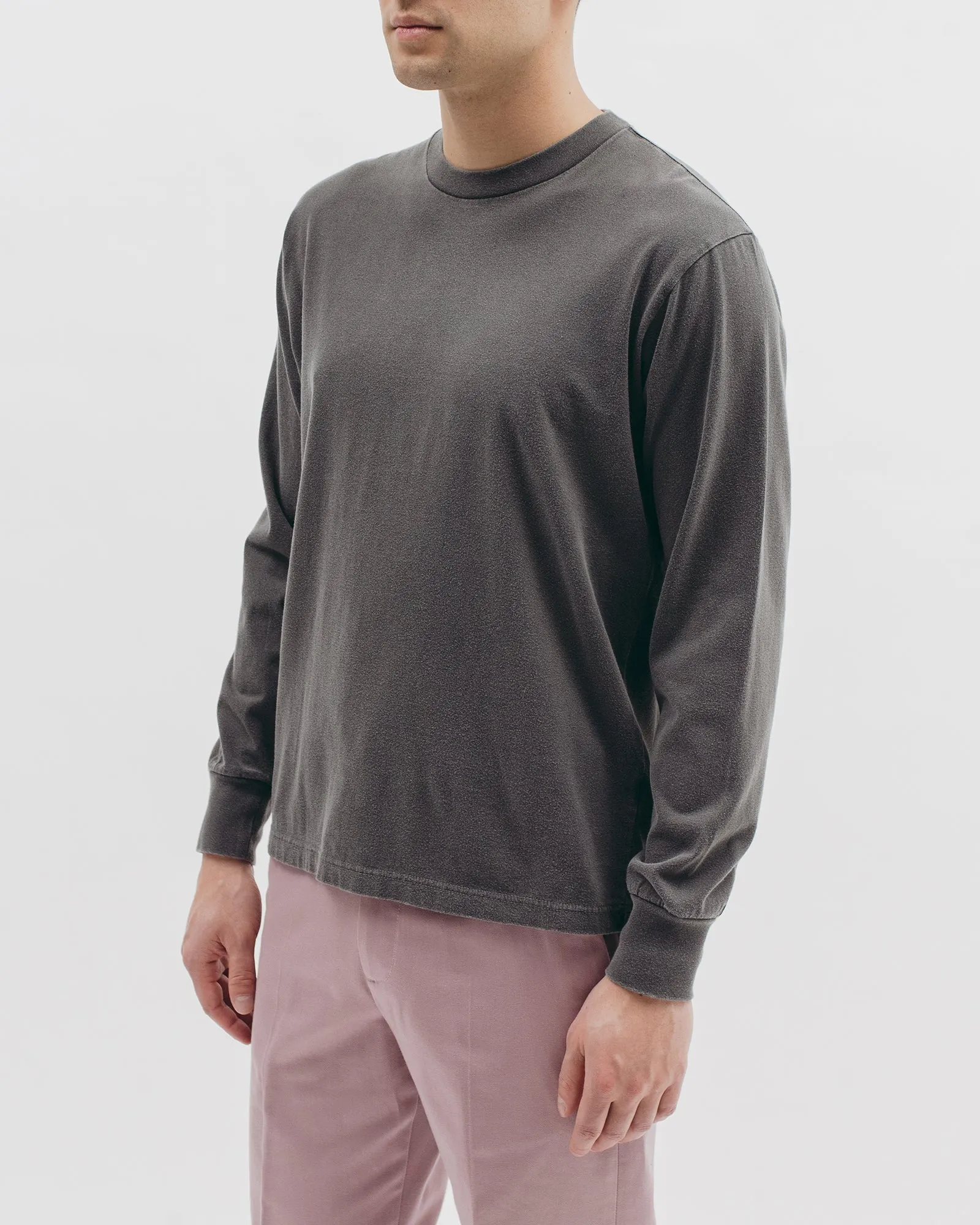 Natural Dyed Block L/S Jersey - Charcoal