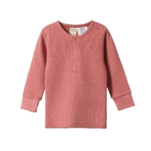 NATURE BABY - 2PC LONG SLEEVE WAFFLE PYJAMAS: ROSE CLAY