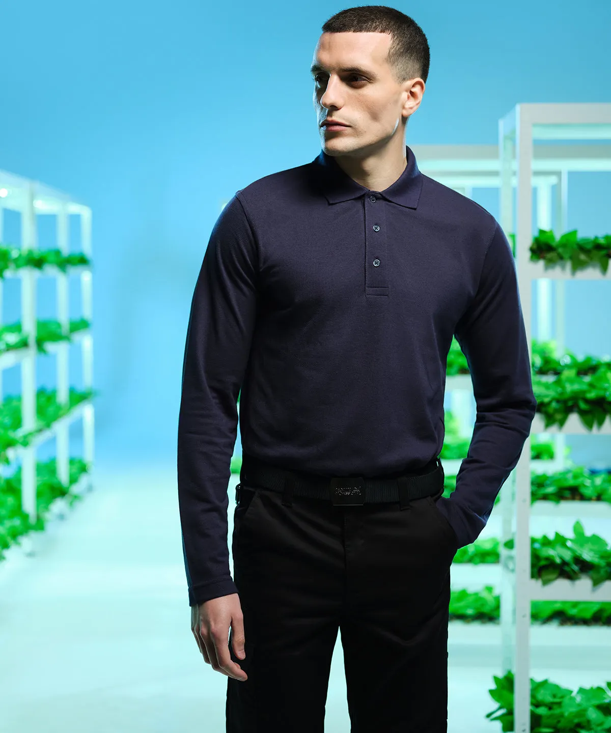 Navy - Pro 65/35 long sleeve polo