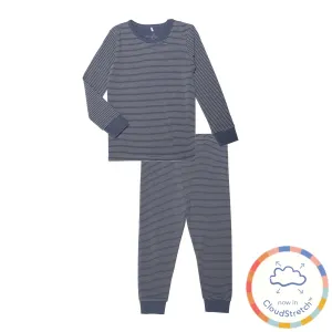 navy skinny stripe CloudStretch™ magnetic kids pajama set