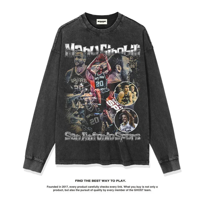 Nba Long Sleeved Shirt Autumn and Winter Long Sleeve T-shirt Old round