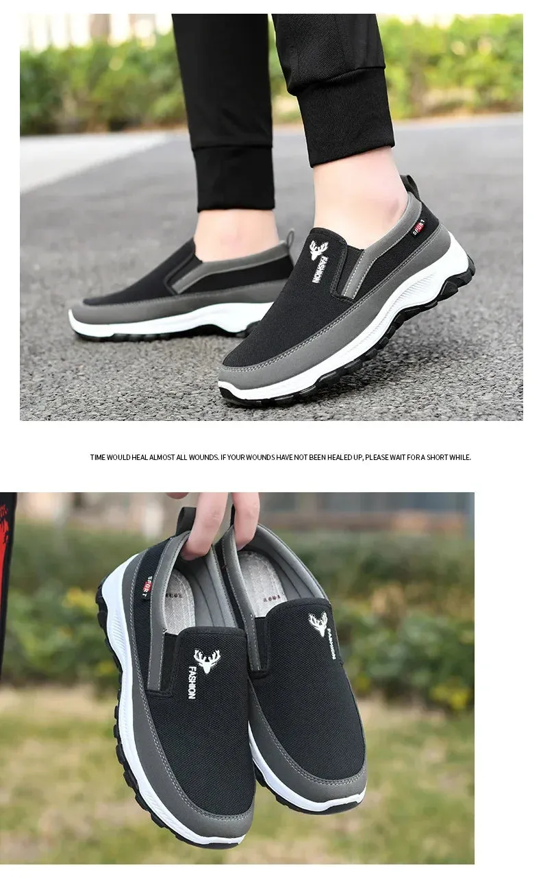 New autumn men's cloth shoes Mesh Breathable Non-Slip Loafers Casual Soft Sole Vulcanized Shoes Comfortable Sneakers Zapatos