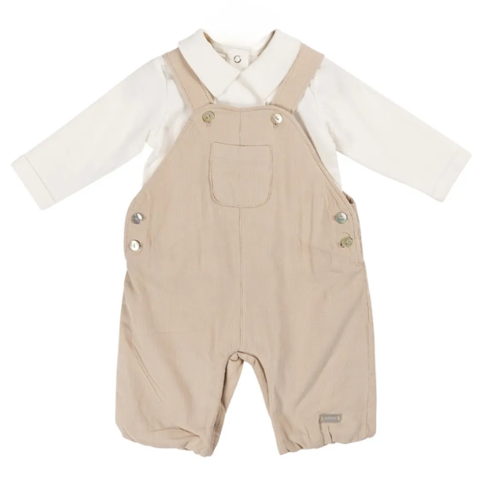 New In Mintini  Boys Beige Dungarees & Top