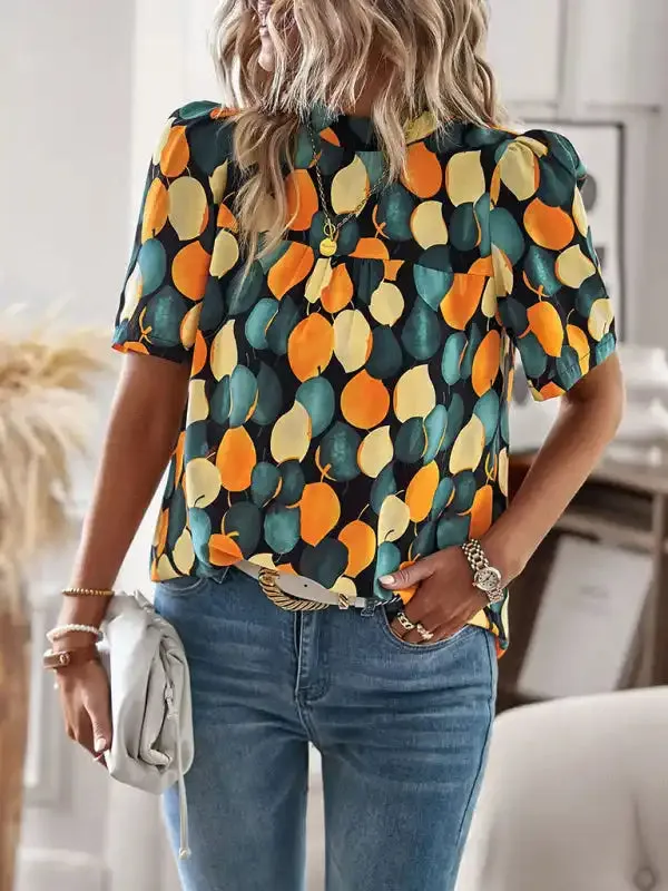 New irregular printing women’s short-sleeved shirt