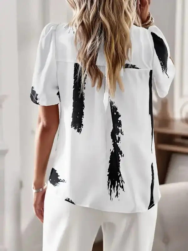 New irregular printing women’s short-sleeved shirt
