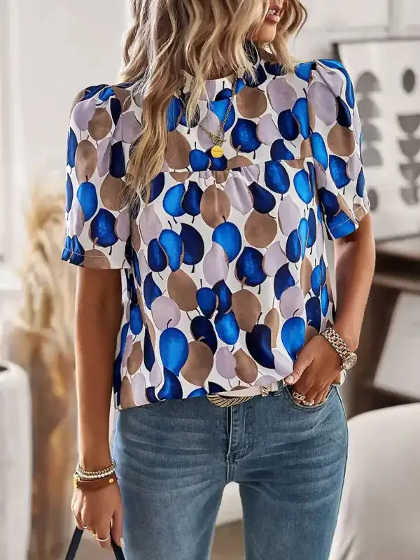 New irregular printing women’s short-sleeved shirt