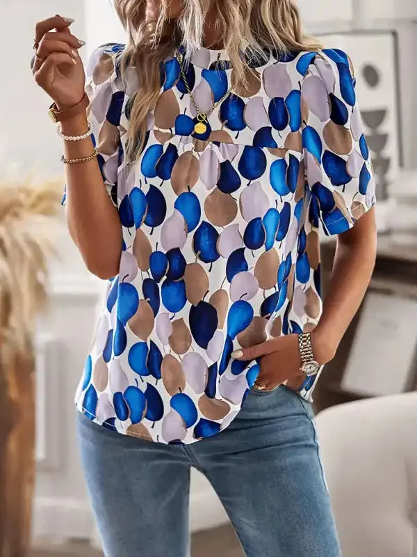 New irregular printing women’s short-sleeved shirt