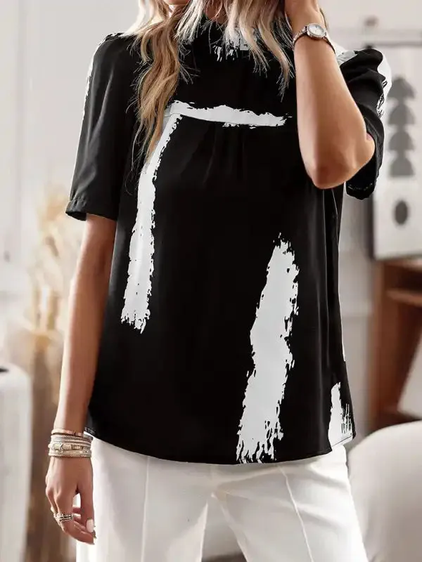 New irregular printing women’s short-sleeved shirt