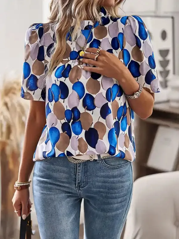 New irregular printing women’s short-sleeved shirt