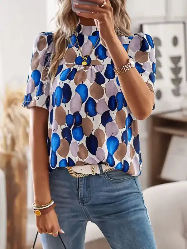 New irregular printing women’s short-sleeved shirt