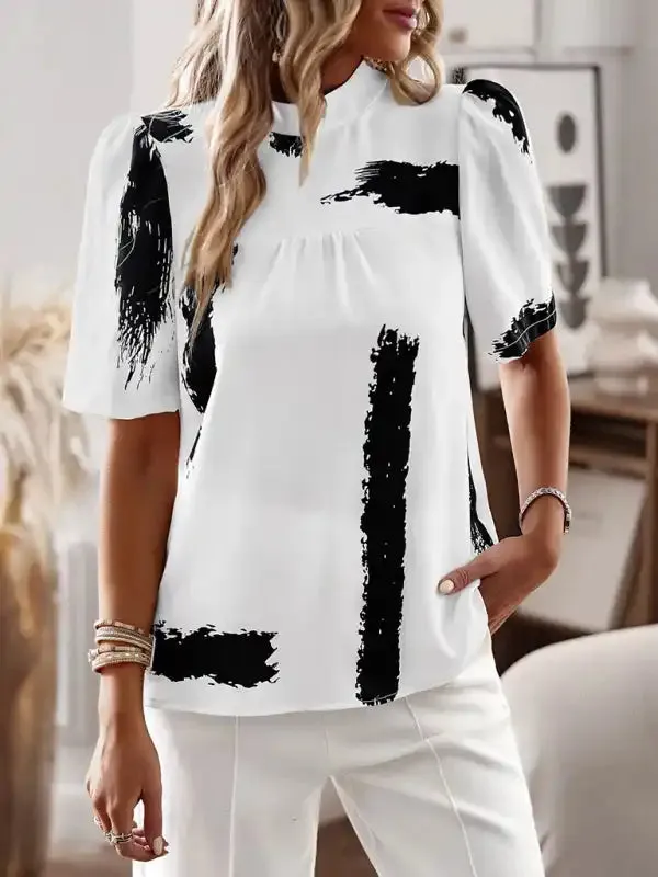 New irregular printing women’s short-sleeved shirt