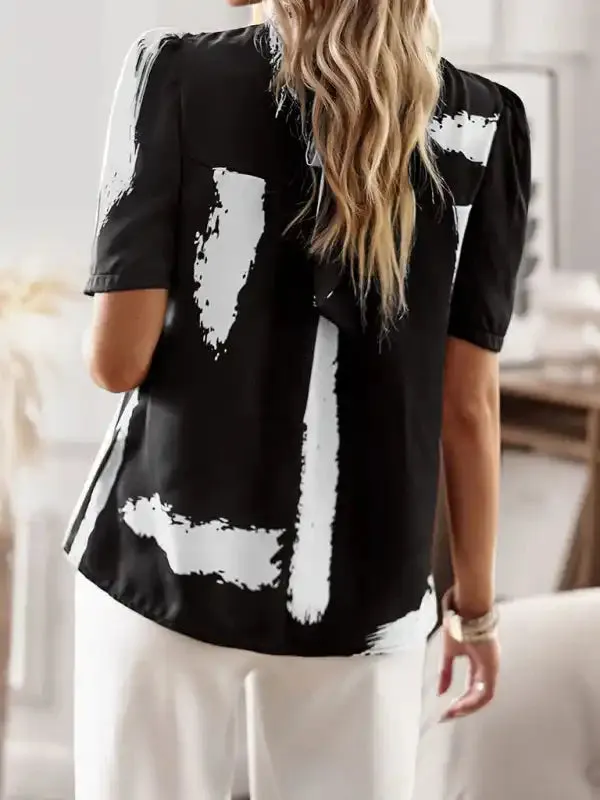 New irregular printing women’s short-sleeved shirt