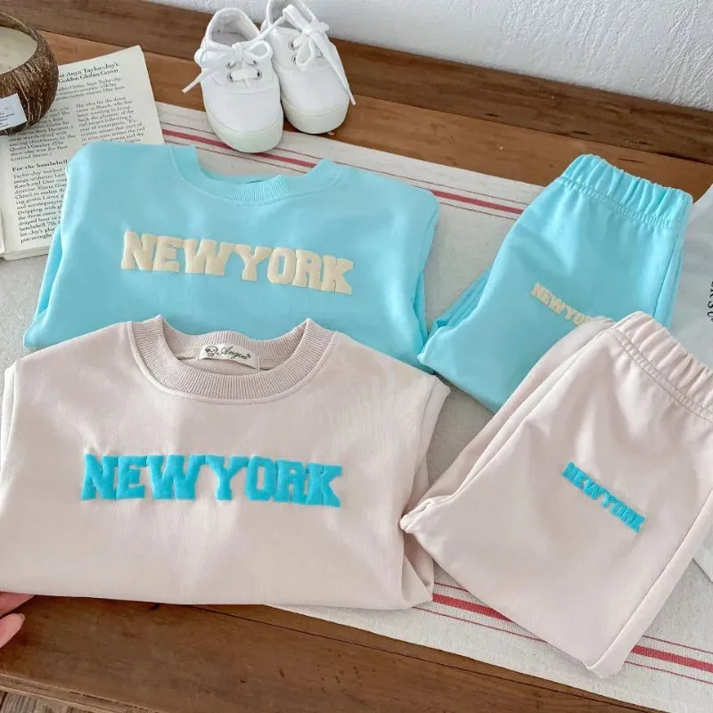 'NEW YORK' Long-Sleeved Jogger Set