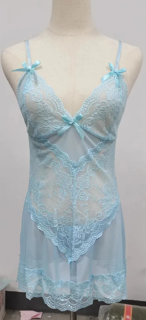 Night Robe Sexy Flower Lace Doll Pajamas Thong Lingerie Pajamas