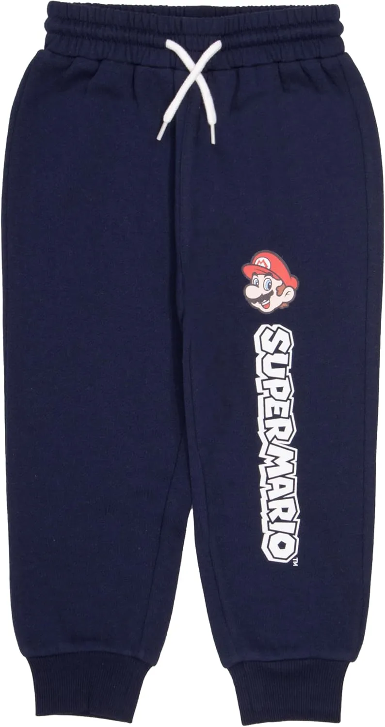 Nintendo Super Mario Brothers Boy's 2-Piece Fleece Long-Sleeved Shirt and Pants Set - Sweatshirt and Joggers Bundle for Kids