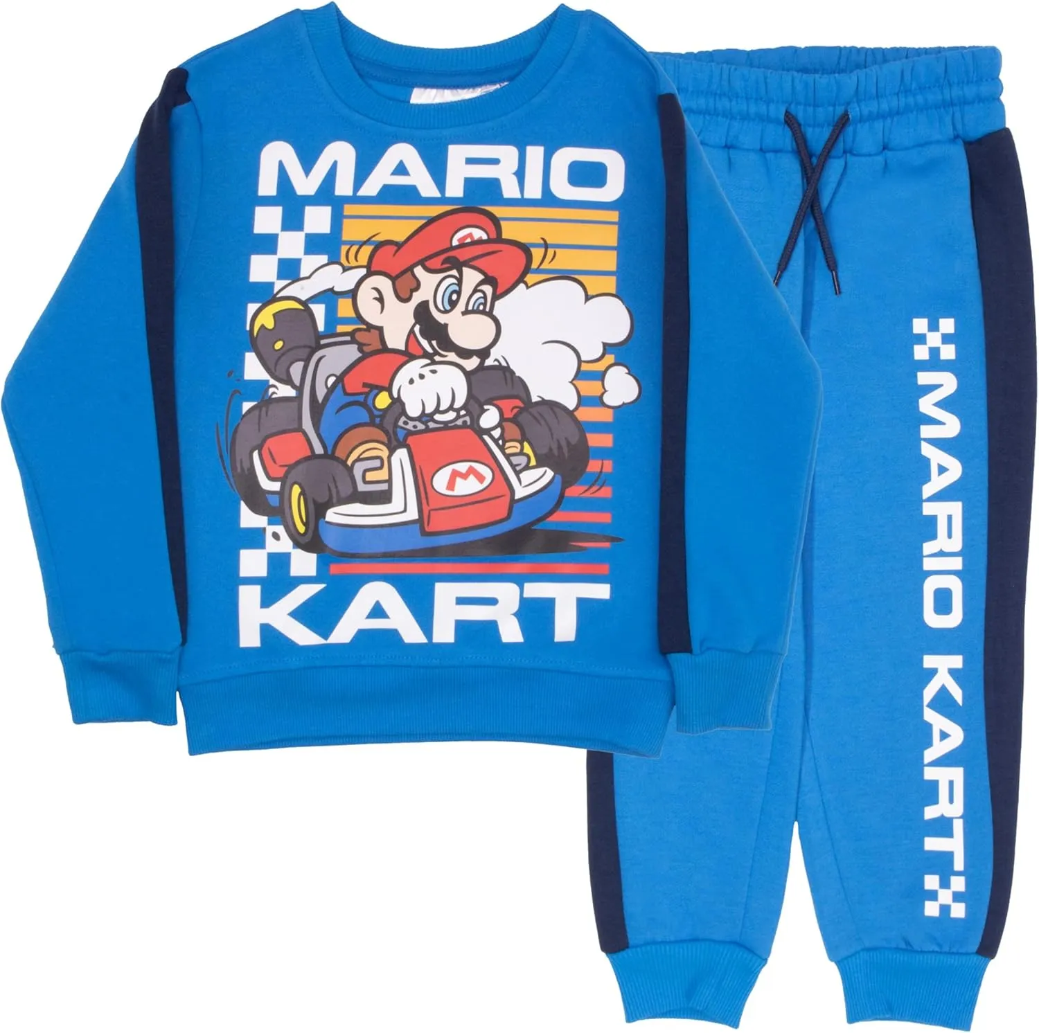 Nintendo Super Mario Brothers Boy's 2-Piece Fleece Long-Sleeved Shirt and Pants Set - Sweatshirt and Joggers Bundle for Kids
