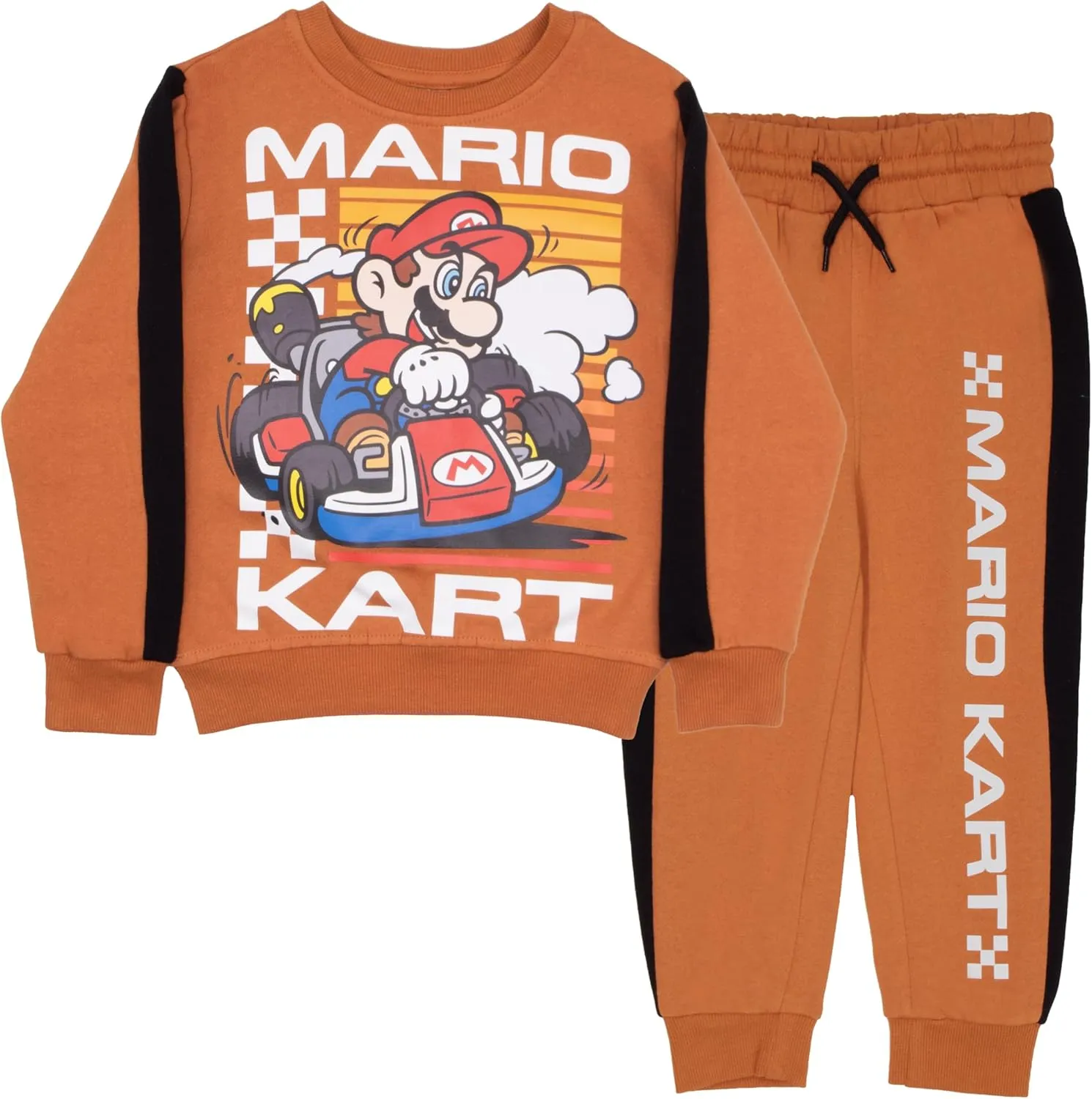 Nintendo Super Mario Brothers Boy's 2-Piece Fleece Long-Sleeved Shirt and Pants Set - Sweatshirt and Joggers Bundle for Kids