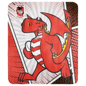 NRL Coral Mascot Blanket - St George Illawarra Dragon - 150x130cm - Rugby League