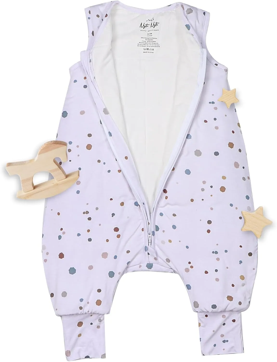 Nyte Nyte Baby - 1.0TOG Confetti, 18 to 36 Months, Sleeveless Sleep Sack, Soft Baby & Toddler Sleeping Sack, Breathable Sleep Sack with Adjustable Feet Cuffs & Anti-Slip Grip