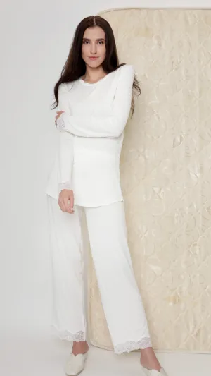 Off White Soft Long-sleeve PJ set