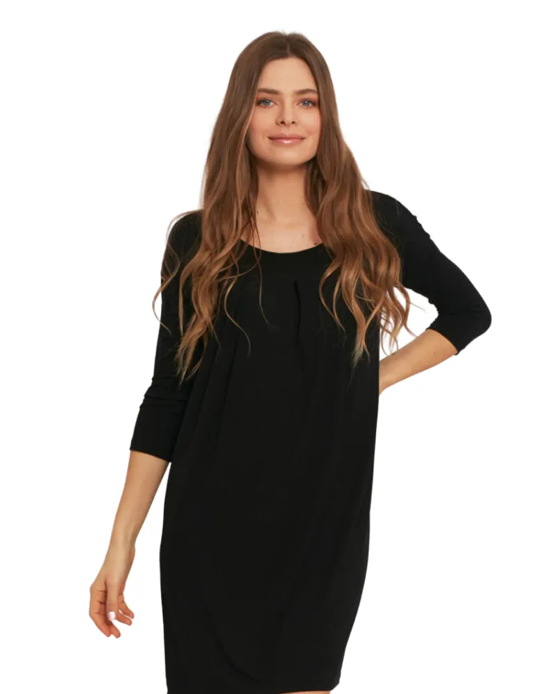 Oh! Zuza Black Tuck Style Modal Lounge Nightshirt