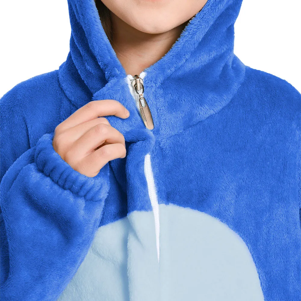 OLAOLA Kids Blue Dinosaur Animal Onesie Plush Soft Flannel Warm Home Pajamas One-Piece Sleepwear
