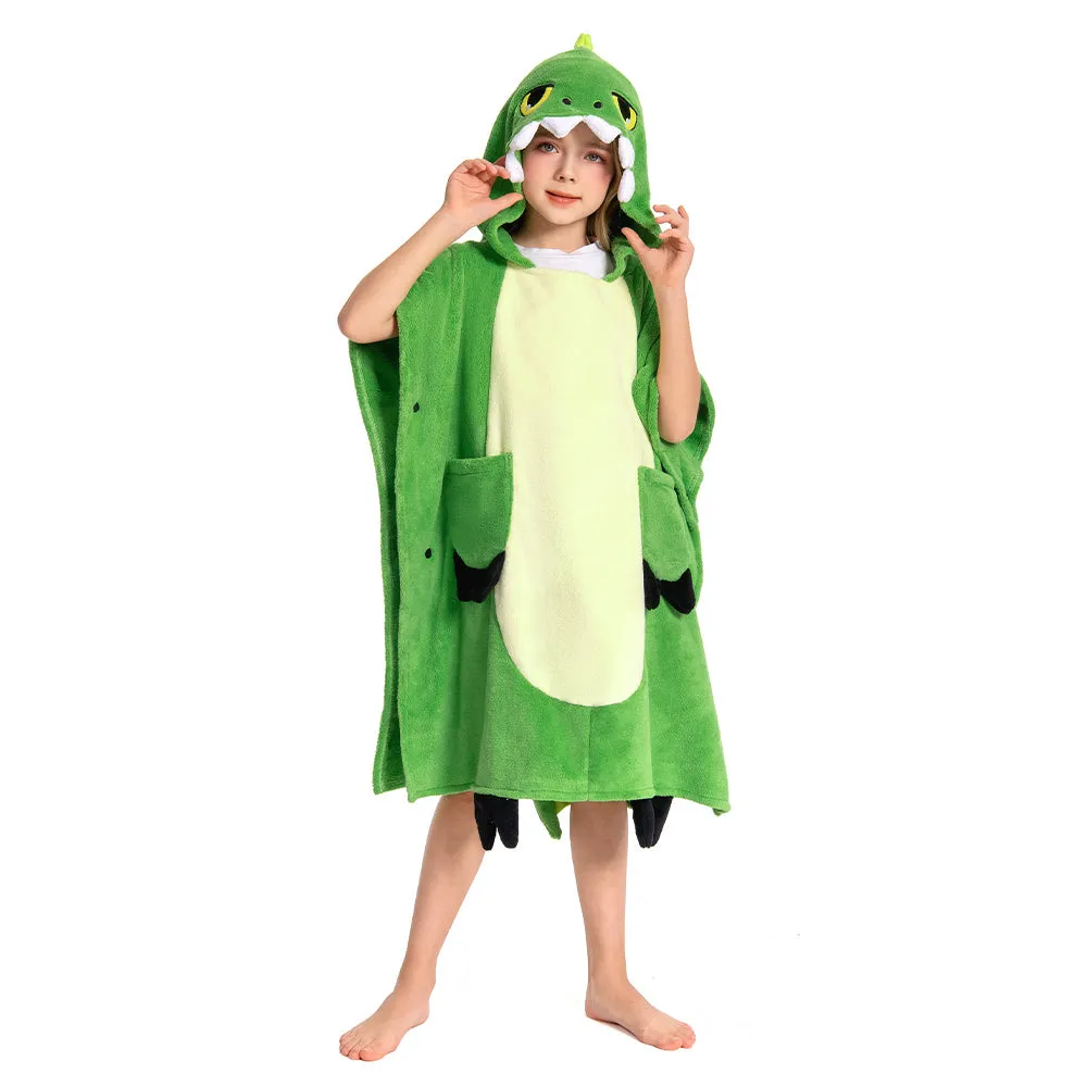 OLAOLA Kids Green Dinosaur Animal Beach Bath Towels Blanket Plush Soft Coral Fleece Homewear