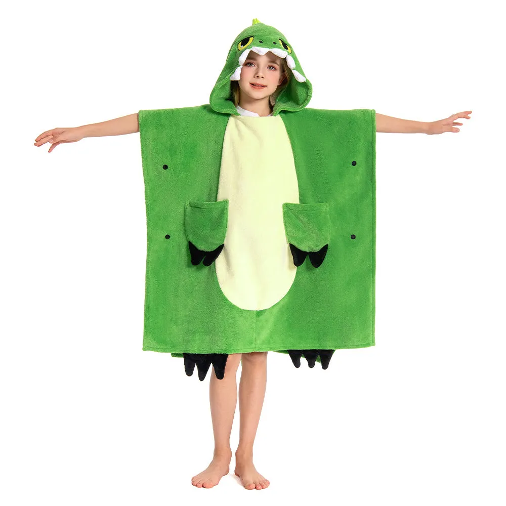 OLAOLA Kids Green Dinosaur Animal Beach Bath Towels Blanket Plush Soft Coral Fleece Homewear