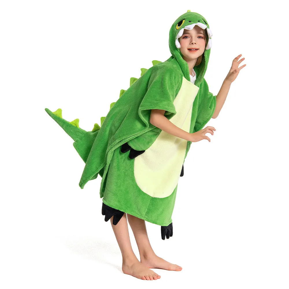 OLAOLA Kids Green Dinosaur Animal Beach Bath Towels Blanket Plush Soft Coral Fleece Homewear