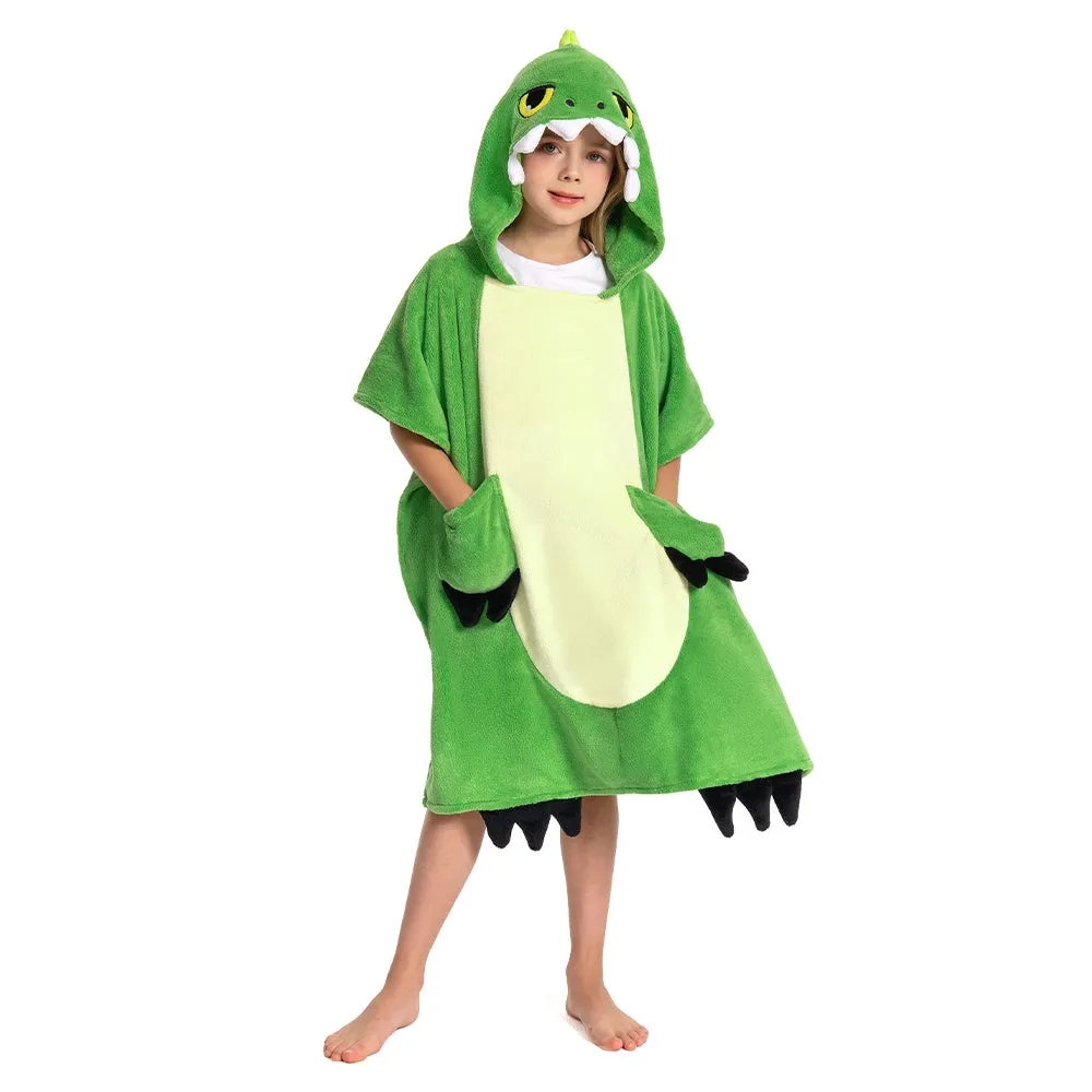 OLAOLA Kids Green Dinosaur Animal Beach Bath Towels Blanket Plush Soft Coral Fleece Homewear