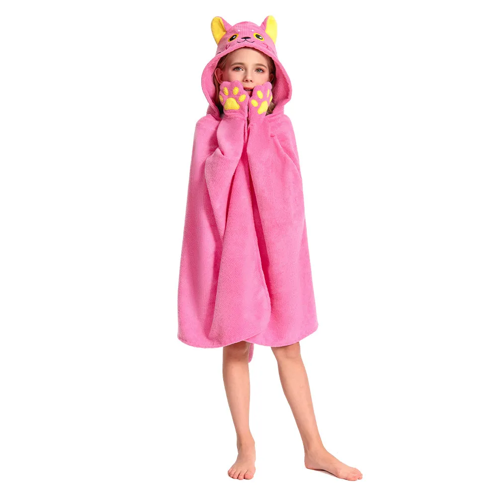 OLAOLA Kids Pink Cat Animal Beach Towels Blanket Plush Soft Absorbent Microfibre Outdoor Homewear